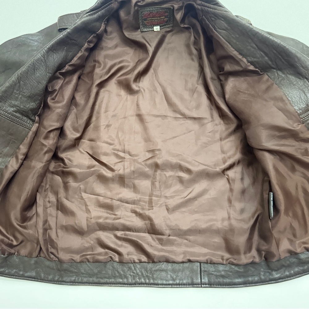 VTG Pele Che Coco Reworked Suede Moto Jacket XS Brown - Picture 8 of 8